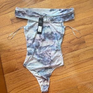 FashionNova Off Shoulder Mesh Bodysuit